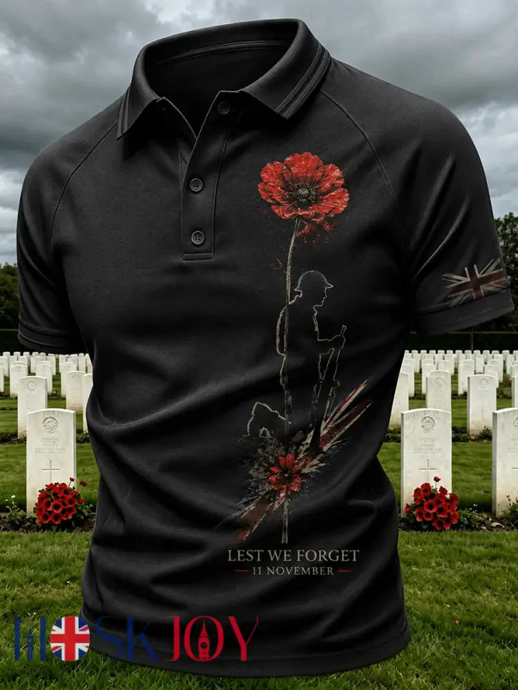 Men’s British Rememberance Day-Themed Printed Polo Shirt - A / S