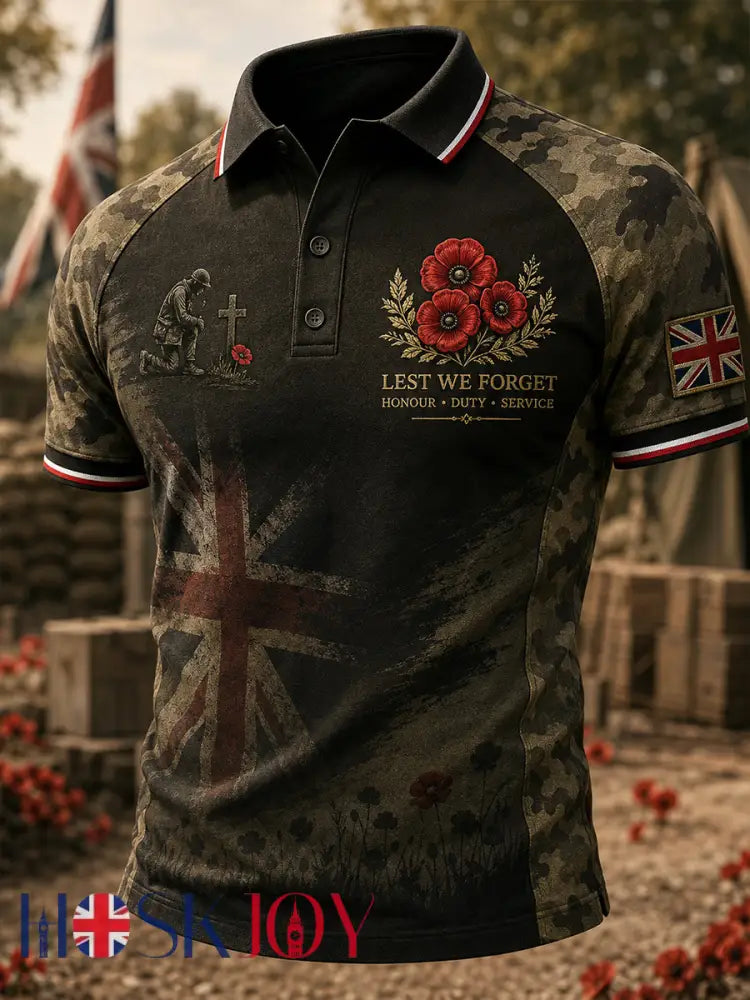 Men’s British Remembrance Day Art Print Polo Shirt - A / S