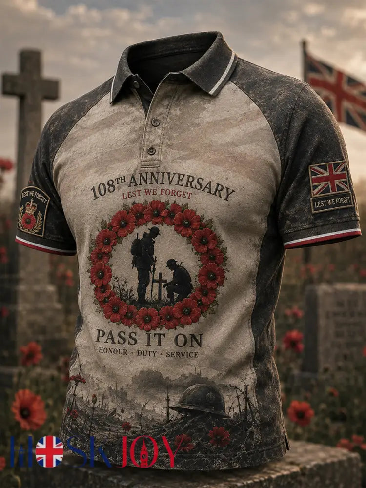 Men’s British Remembrance Day Art Print Polo Shirt - A / S