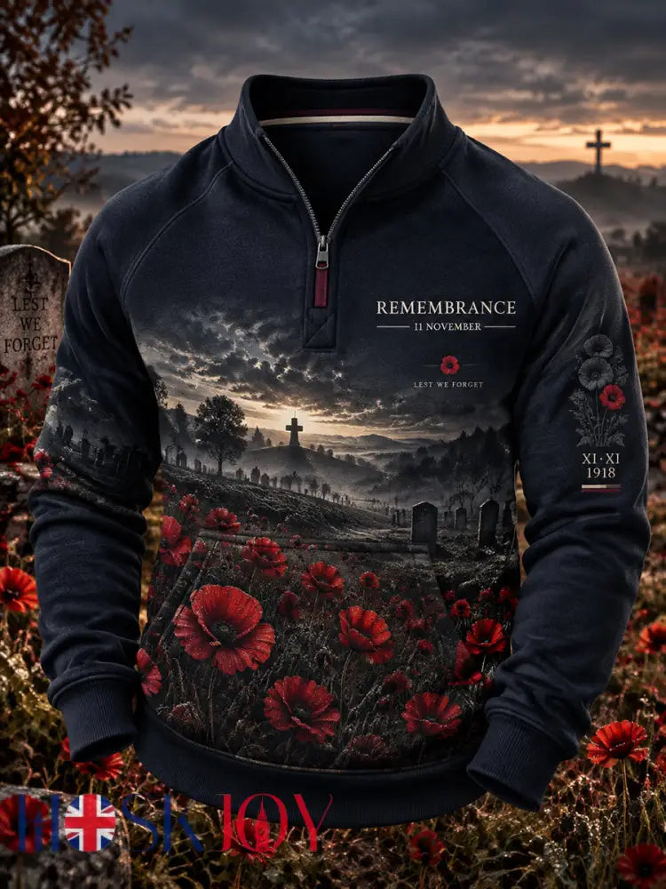 Men’s British Remembrance Day Printed Hoodie - A / S