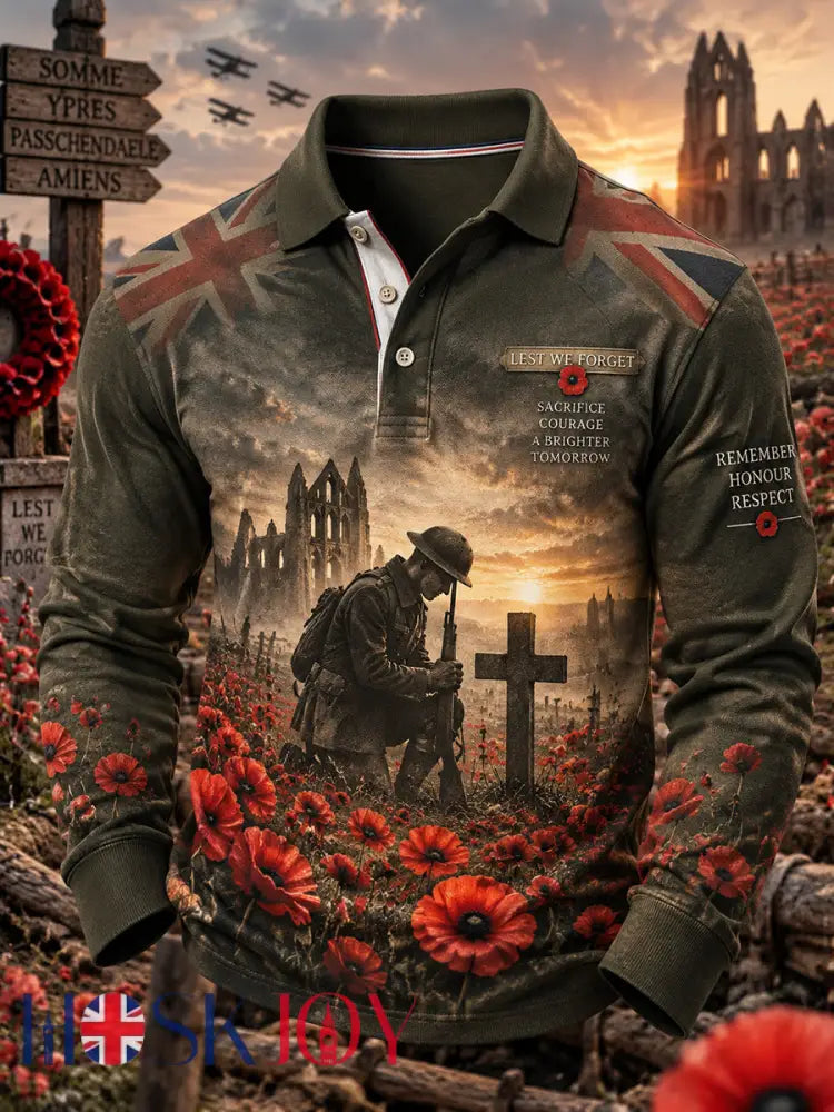 Men’s British Remembrance Day Printed Polo Sweatshirt - A / S