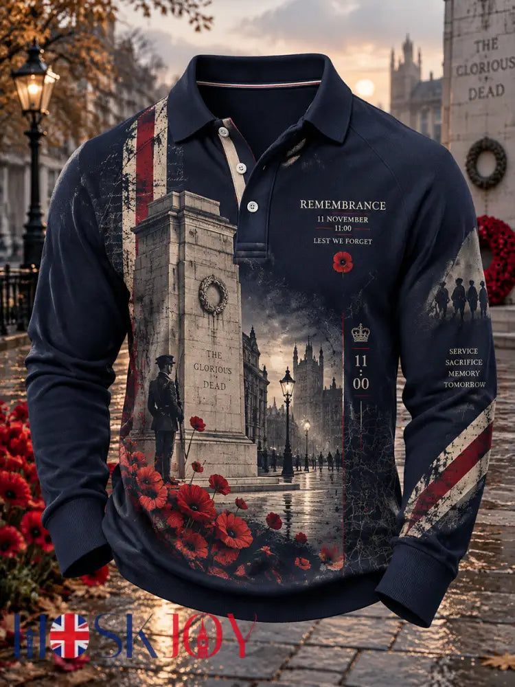 Men’s British Remembrance Day Printed Polo Sweatshirt - A / S
