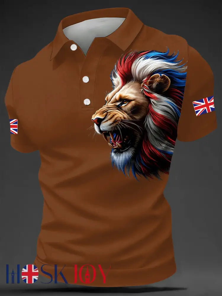Men’s British Style Print Casual Top - Brown / S