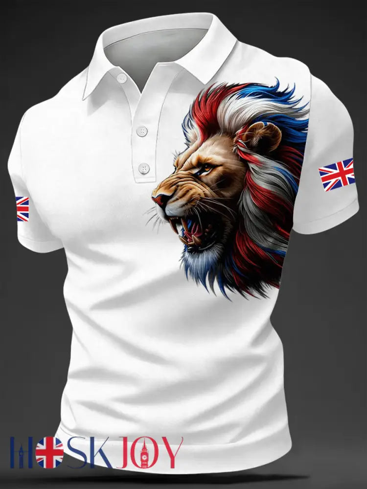 Men’s British Style Print Casual Top - White / S