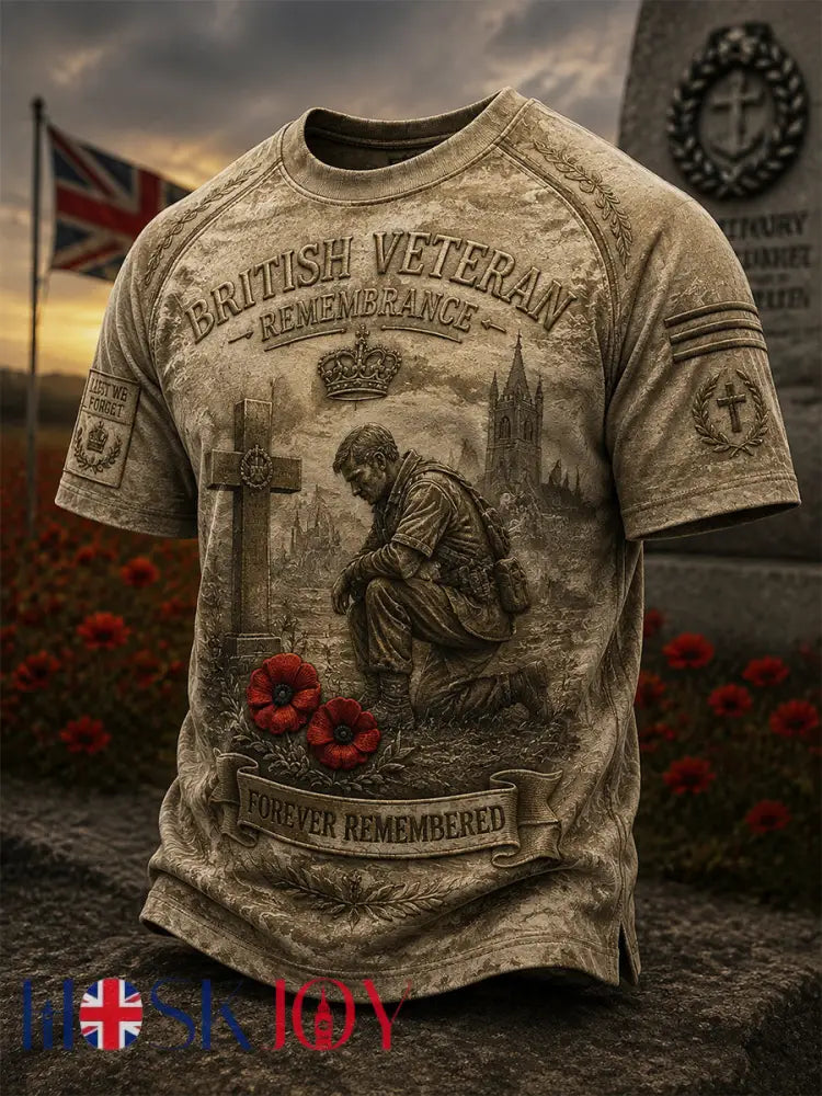 Men’s British Veteran Commemorative Print T-shirt - Khaki / S