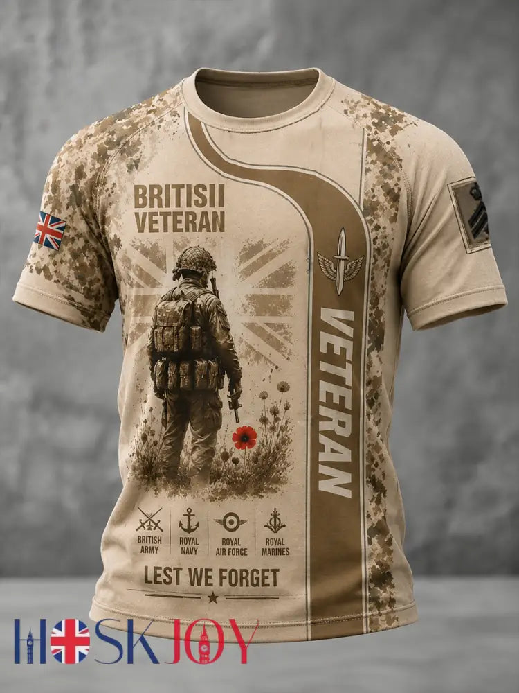 Men’s British veteran print short sleeve t-shirt - As picture / S