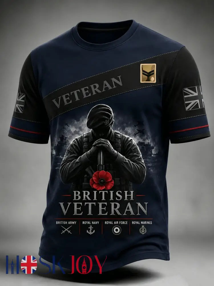 Men’s British Veteran Print short sleeves t-shirt - As picture / S