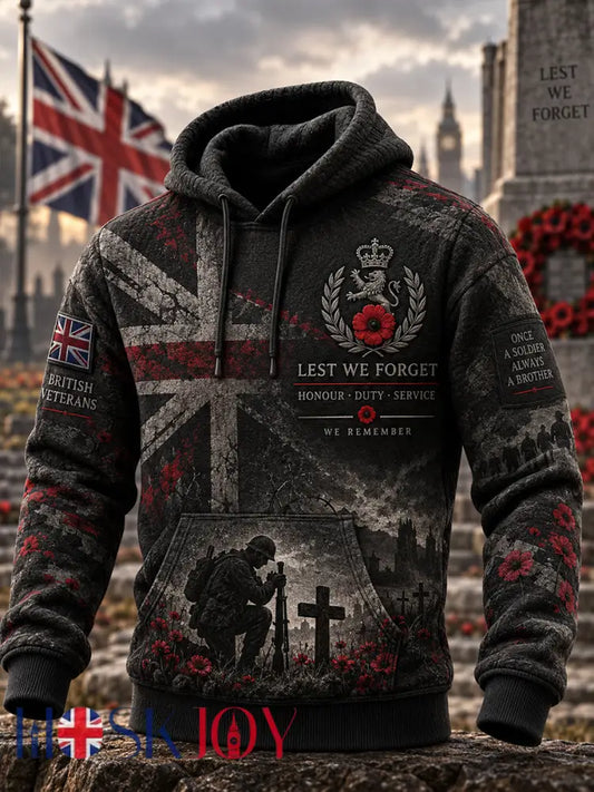 Men’s British Veterans’ Memorial Oversized Drop-Shoulder Hoodie with Pockets - A / S