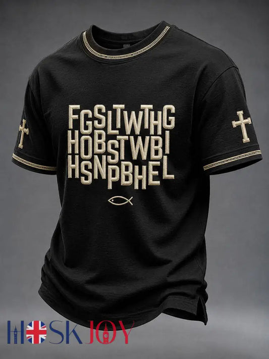 Men’s Christian Bible Verse For God So Loved The World Short Sleeve T-shirt - Black / S