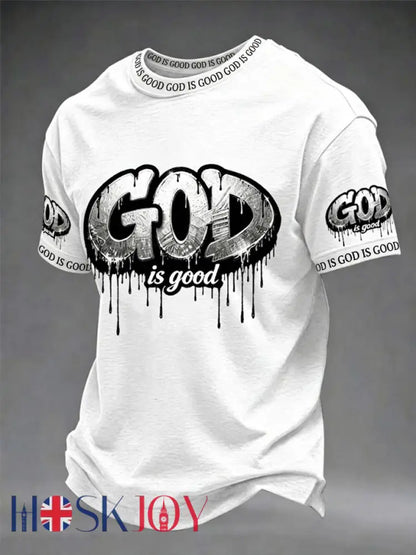 Men’s Christian God Is Good Cross Short Sleeve T-shirt - White / S