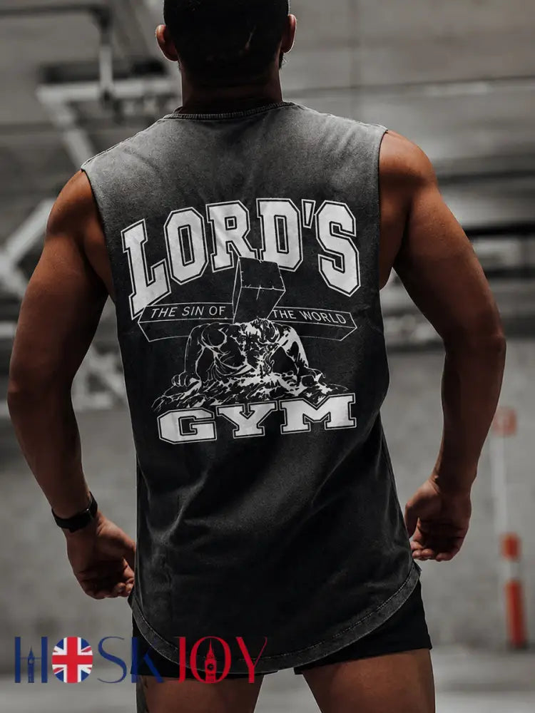 Men’s Christian GYM Print Casual Vest Top - Gray / S