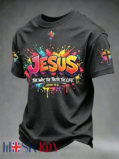 Men’s Christian Jesus Cross Short Sleeve T-shirt - Dark Gray / S