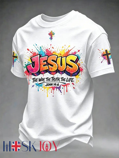 Men’s Christian Jesus Cross Short Sleeve T-shirt - White / S