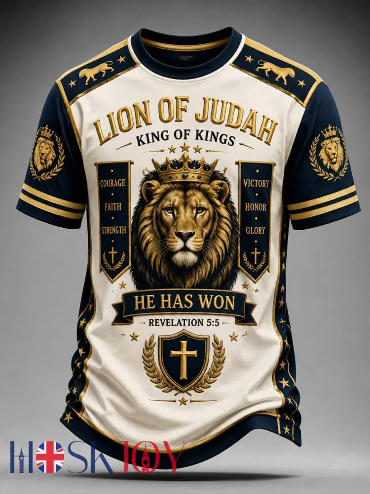 Men’s Christian Lion of Judah Art Short Sleeve T-shirt - As picture / S