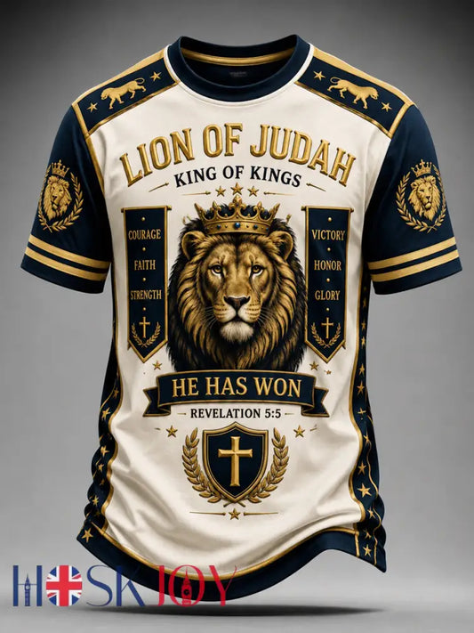 Men’s Christian Lion of Judah Art Short Sleeve T-shirt - As picture / S