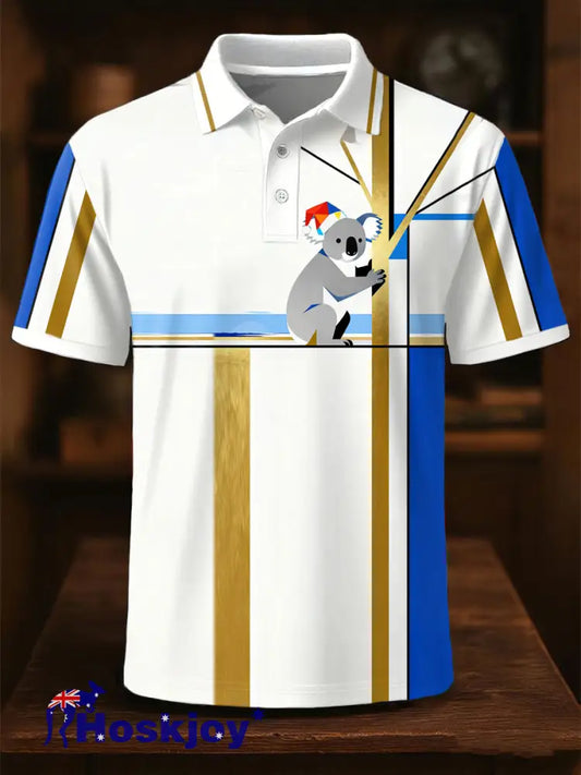 Men’s Christmas Funny Koala Art Printed Casual Tops White / S