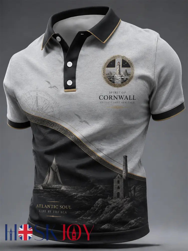 Men’s Cornish Celtic-style Print Casual Top - As picture / S