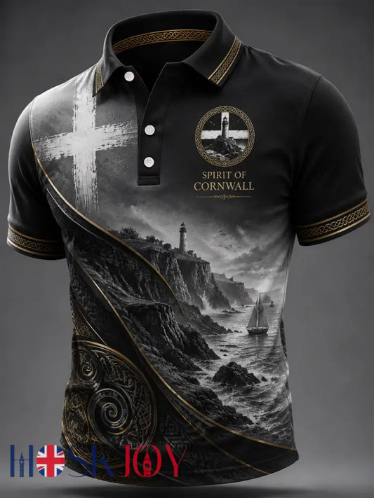 Men’s Cornish Celtic-style Print Casual Top - As picture / S