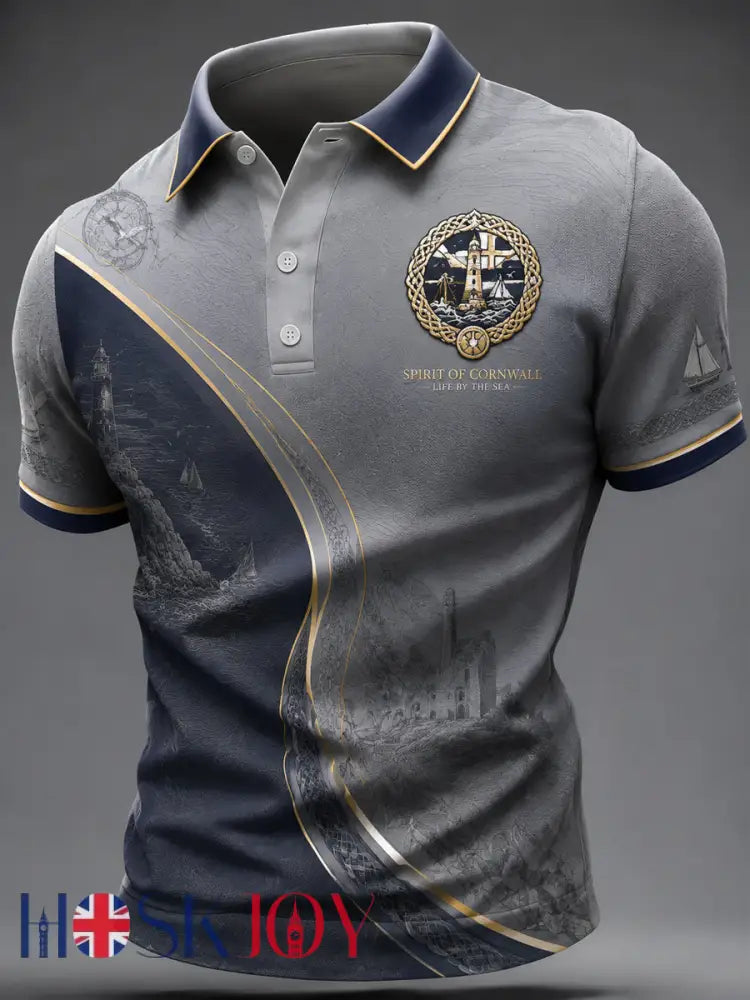 Men’s Cornish Celtic-style Print Casual Top - As picture / S