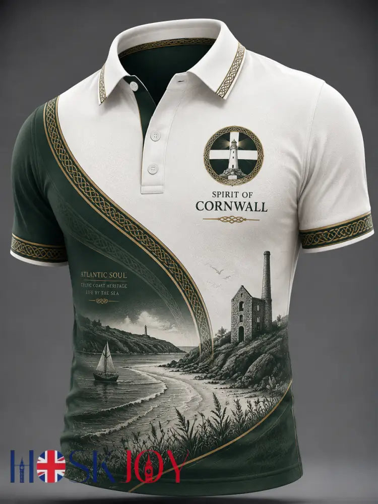 Men’s Cornish Celtic-style Print Casual Top - As picture / S