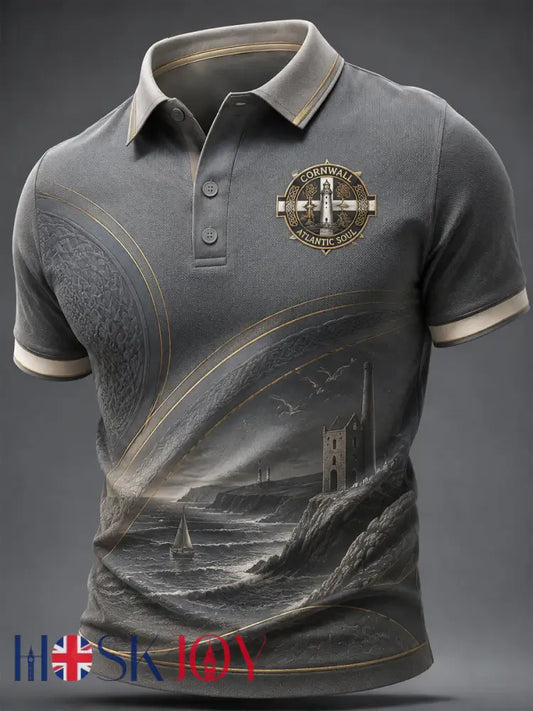 Men’s Cornish Celtic-style Print Casual Top - As picture / S