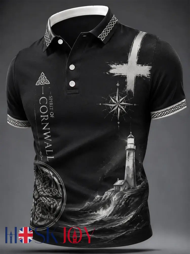 Men’s Cornish Celtic-style Print Casual Top - As picture / S