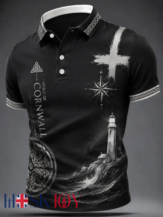 Men’s Cornish Celtic-style Print Casual Top - As picture / S