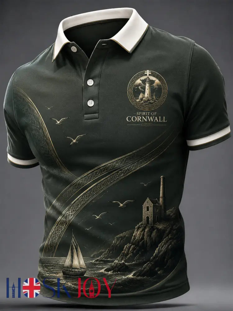 Men’s Cornish Celtic-style Print Casual Top - As picture / S