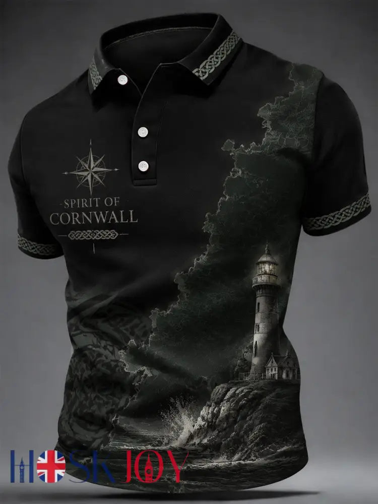 Men’s Cornish Celtic-style Print Casual Top - As picture / S