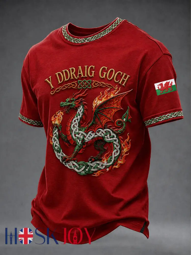 Men’s Cymru Y Ddraig Goch Short Sleeves T-shirt - Red / S