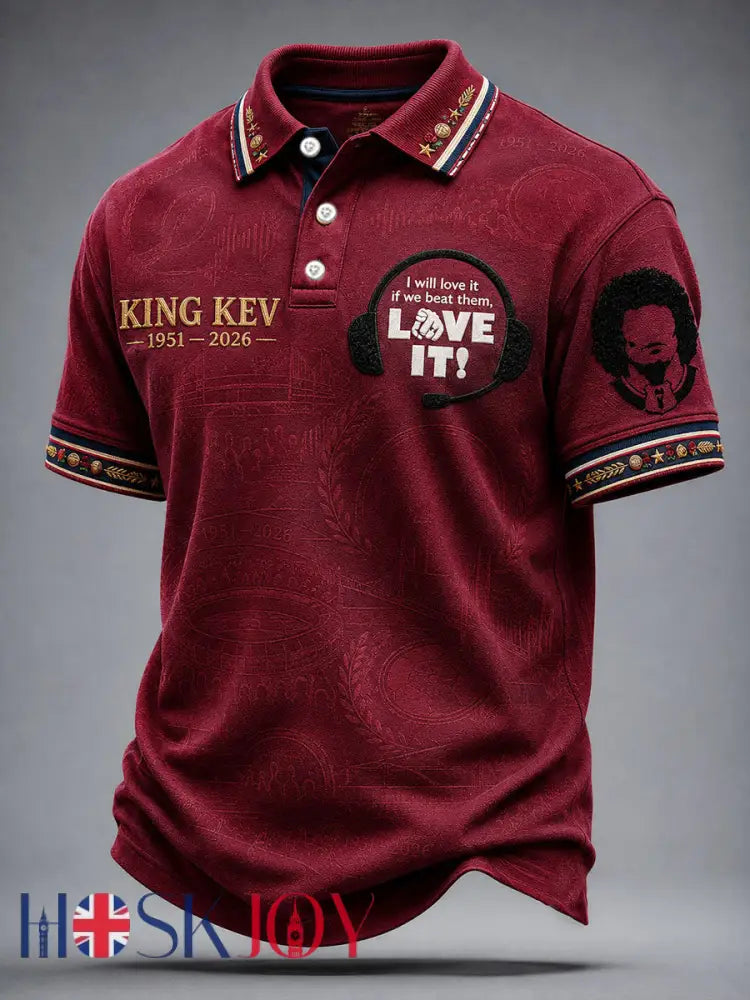 Men’s England Football Lover Legend King Kev Rip Printed Casual Tops - Red / S