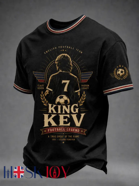 Men’s England Football Lover Legend King Kev Rip Printed short sleeves t-shirt - Black / S
