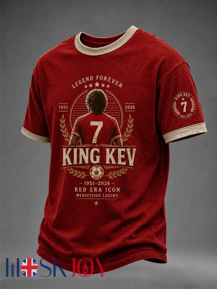 Men’s England Football Lover Legend King Kev Rip Printed short sleeves t-shirt - Red / S