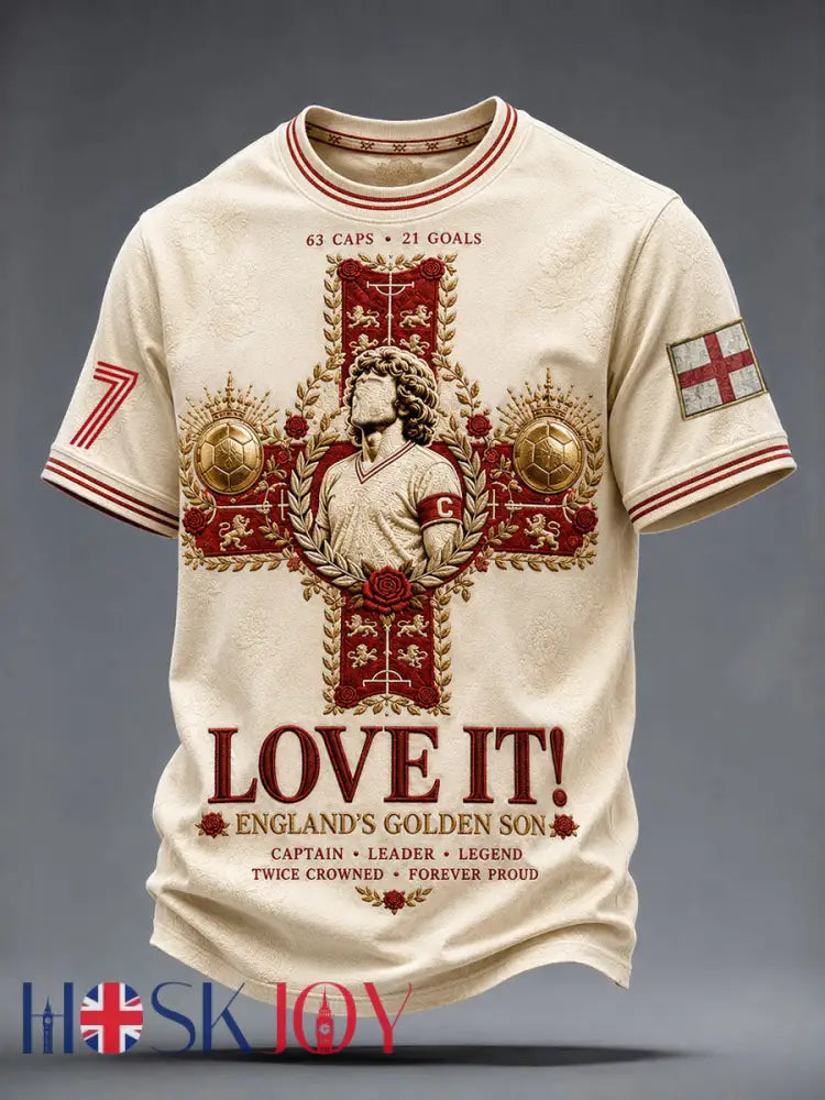 Men’s England Football Lover Legend King Kev Rip Printed T-shirt - Creamy-White / S
