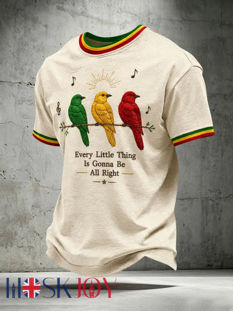 Men’s Every Little Thing Is Gonna Be All Right T-Shirt - Apricot / S