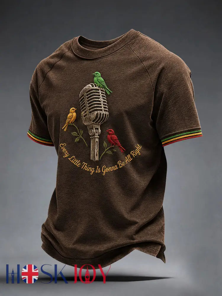 Men’s Every Little Thing Is Gonna Be All Right T-shirt - Brown / S