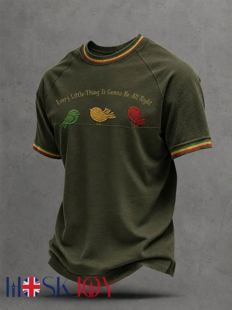 Men’s Every Little Thing Is Gonna Be All Right T-Shirt - Dark Green / S