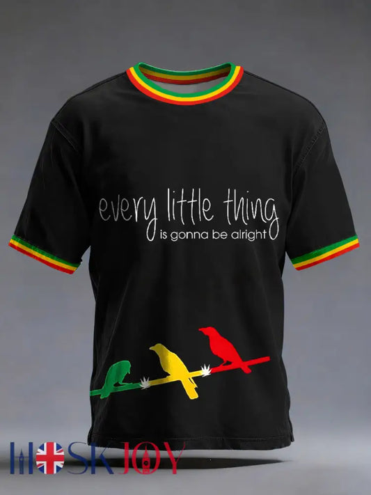 Men’s Every Little Thing Is Gonna Be Alright Print T-Shirt - Black / S