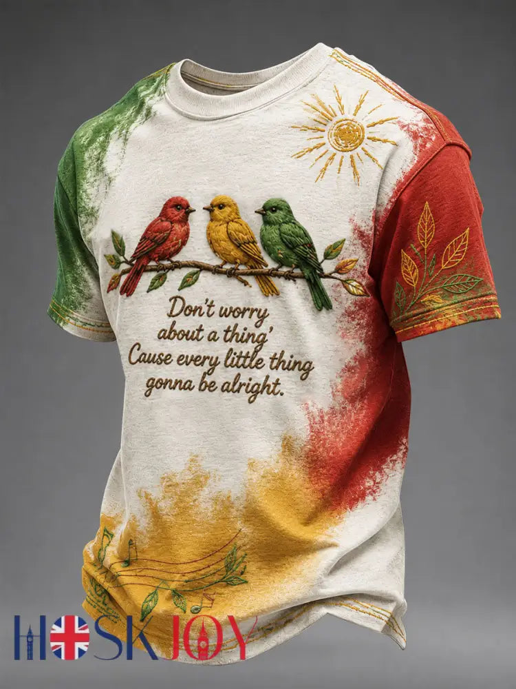 Men’s ’Every Little Thing Is Gonna Be Alright’ Printed Casual T-Shirt - As picture / S