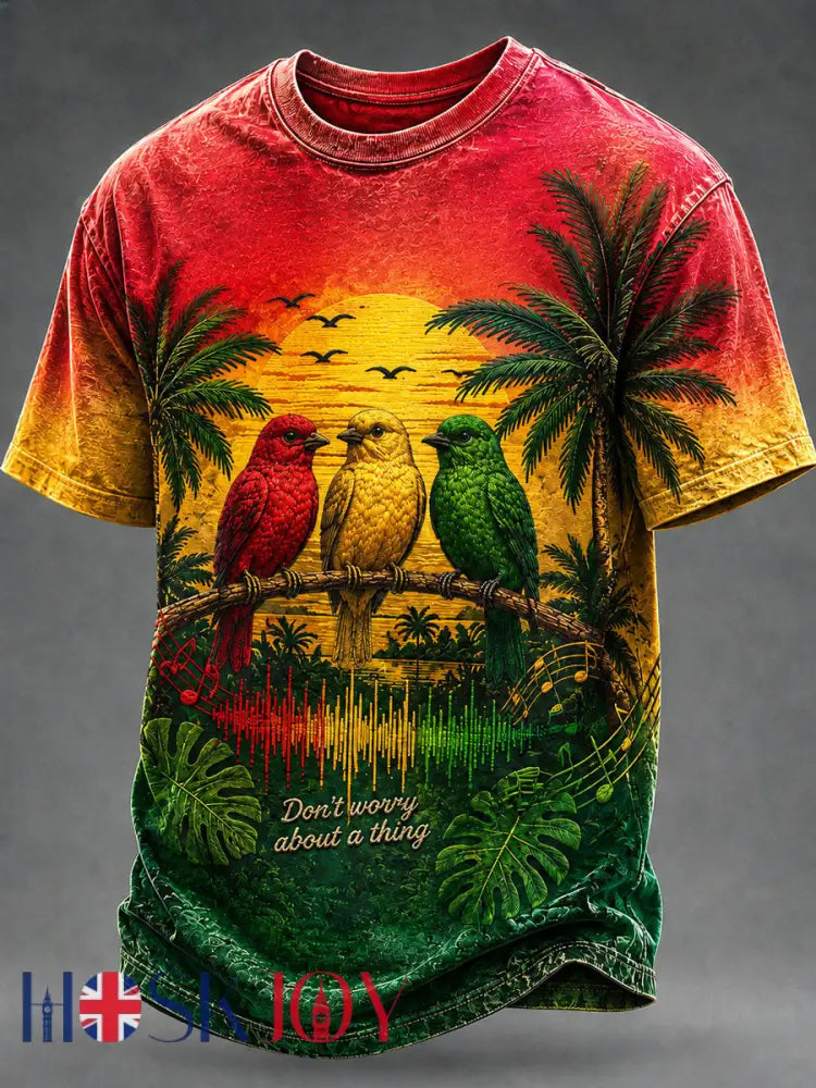 Men’s ’Every Little Thing Is Gonna Be Alright’ Printed Casual T-Shirt - As picture / S