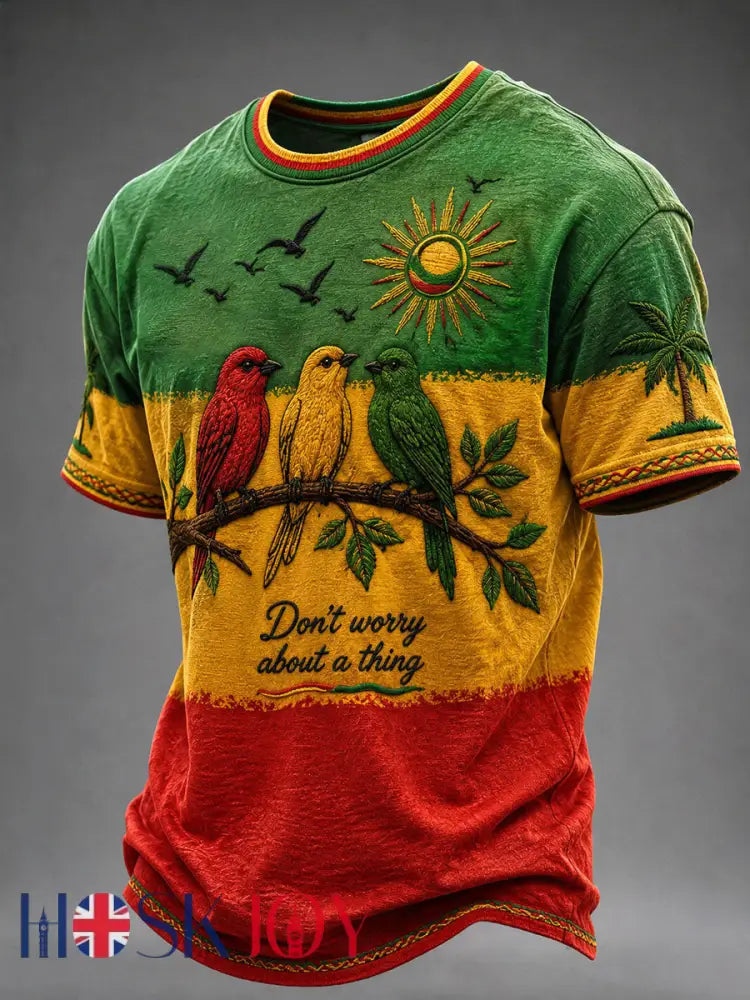 Men’s ’Every Little Thing Is Gonna Be Alright’ Printed Casual T-Shirt - As picture / S