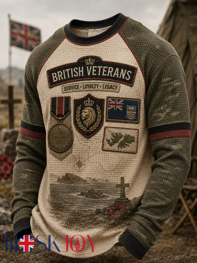 Men’s Falklands War British Veterans Memorial Waffle Long Sleeve T-Shirt - A / S