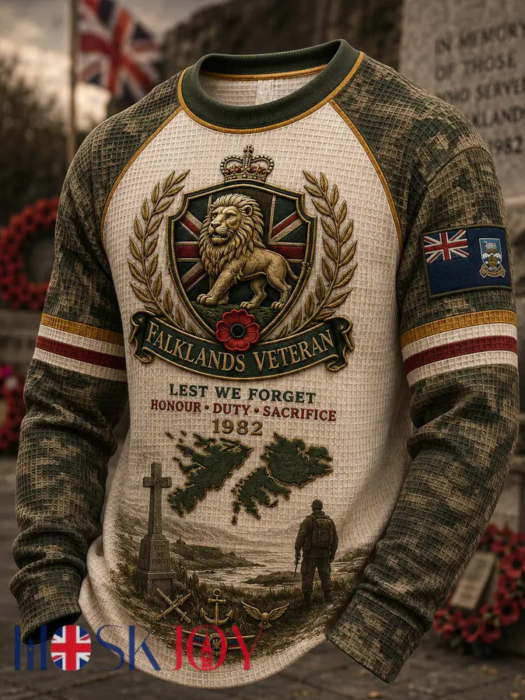 Men’s Falklands War British Veterans Memorial Waffle Long Sleeve T-Shirt - A / S