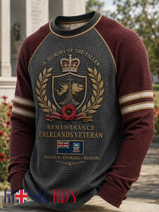 Men’s Falklands War British Veterans Memorial Waffle Long Sleeve T-Shirt - A / S