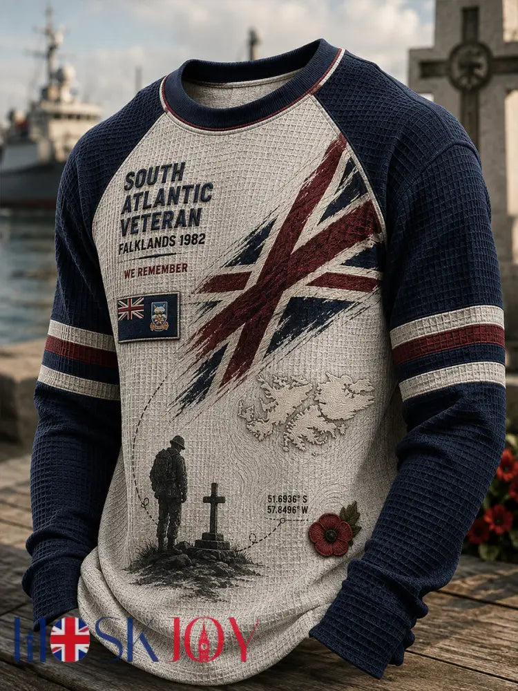 Men’s Falklands War British Veterans Memorial Waffle Long Sleeve T-Shirt - A / S