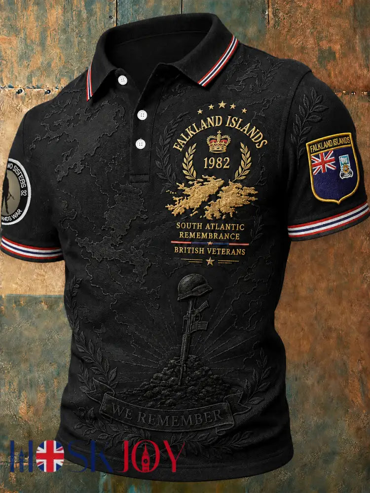 Men’s Falklands War Veteran Printed polo shirt - Black / S
