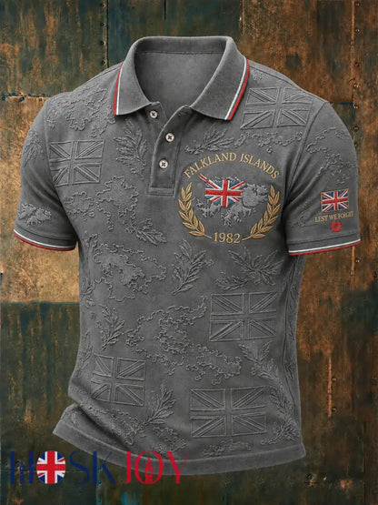 Men’s Falklands War Veteran Printed polo shirt - Gray / S