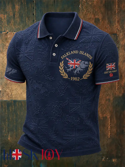Men’s Falklands War Veteran Printed polo shirt - Navy Blue / S
