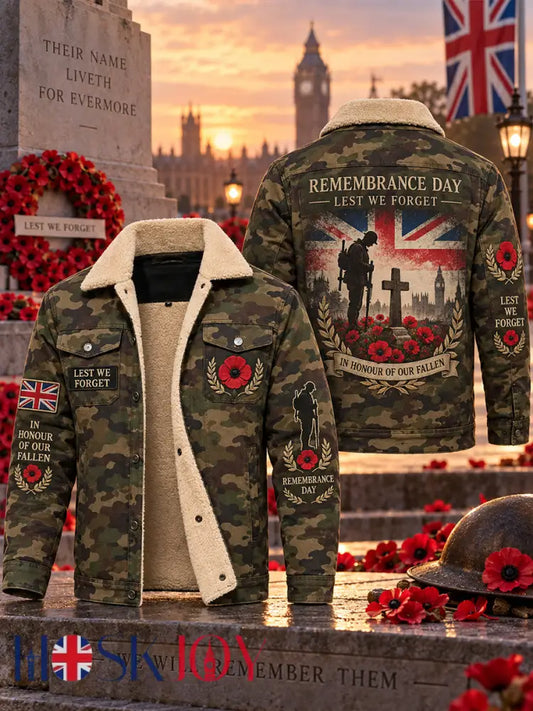 Men’s Fleece-Lined Hoodie With Remembrance Day Veteran-Themed Print - A / S