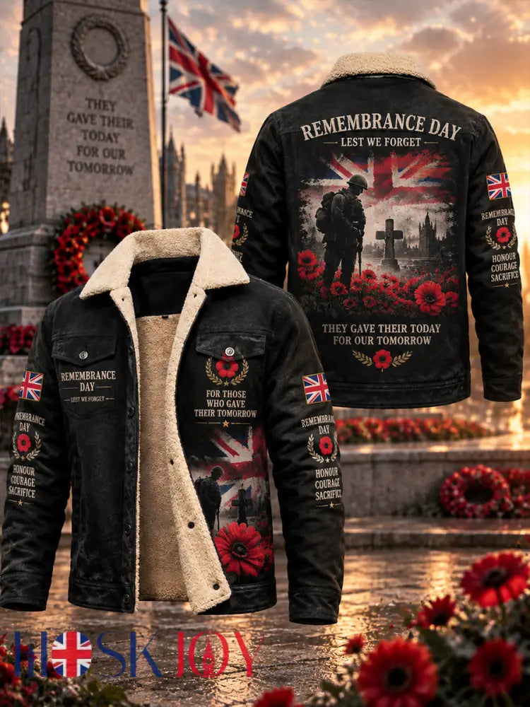Men’s Fleece-Lined Hoodie With Remembrance Day Veteran-Themed Print - A / S